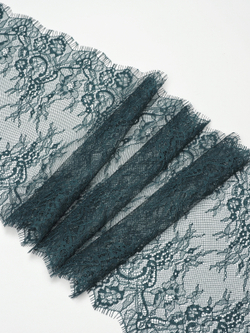 Кружево шантильи изумруд НОВЫЙ ОТКРАС неэластичное ширина 22 см купон 2.9 м