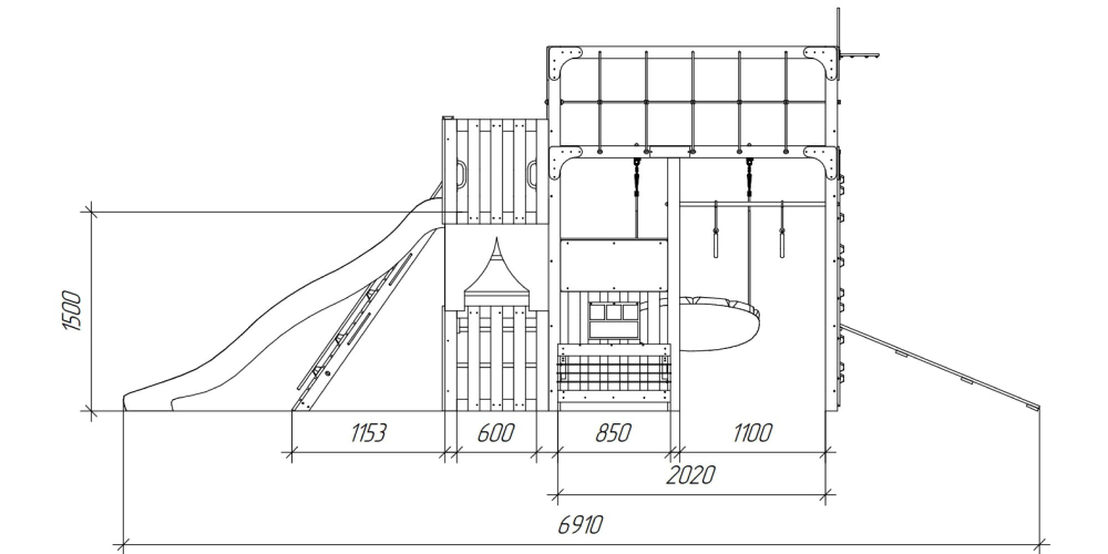 Детская площадка Савушка КУБ-3 (серый) с гамаком для йоги