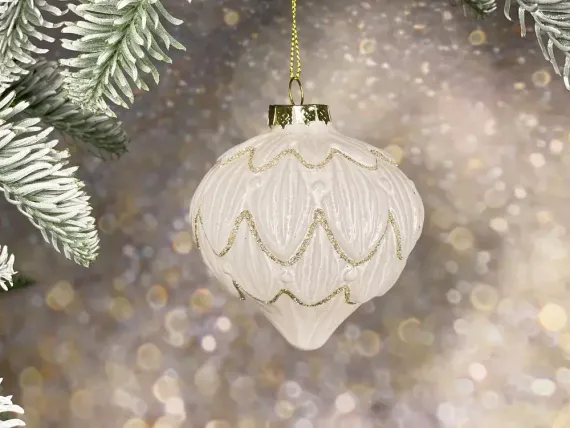 Набор стеклянных шаров Королевский Каприз 80 мм., 12 шт., белый, House of Seasons (84513)