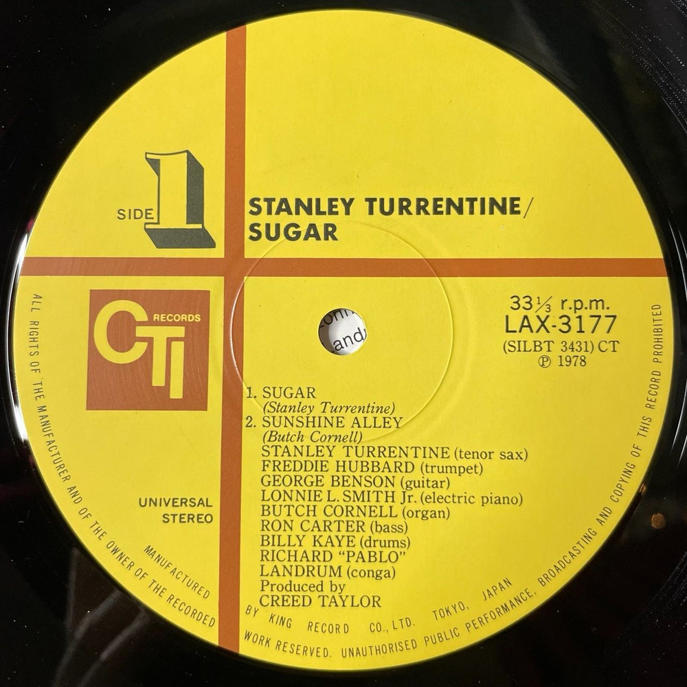 Винтажная виниловая пластинка LP Stanley Turrentine Sugar (Japan 1978) (Obi)