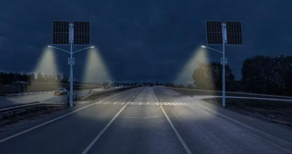 Автономная система освещения на опоре (2 солнечные панели 435 Вт)