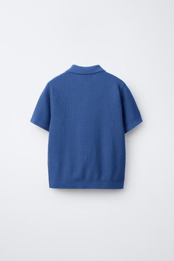 ZARA БАЗОВОЕ ПОЛО В РУБЧИК, ЯРКО-СИНИЙ