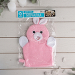 Мочалка-варежка детская "Зайка" с петелькой 578731