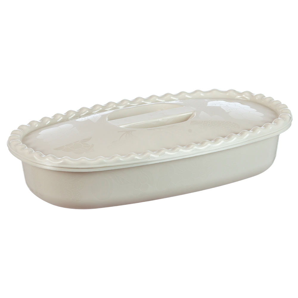 Миска 2,7л прямоугольная с крышкой, белый ротанг