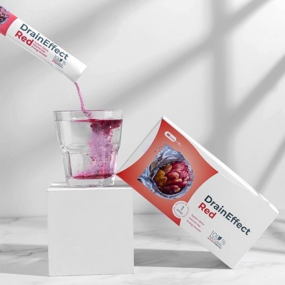 Дренирующий напиток Драйнэффект DrainEffect Red, со свежим вкусом лесных ягод и легким ароматом гибискуса, 20 стиков