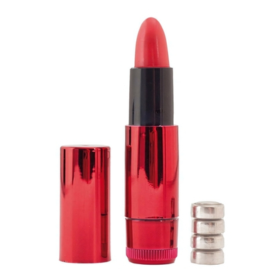 Красный вибратор в виде помады - 9 см.