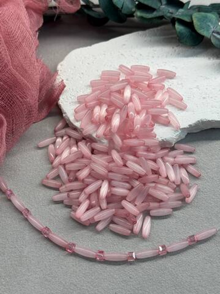 Стеклянные бусины «Кошачий глаз», Сухая роза, 12*4 мм, 100 штук