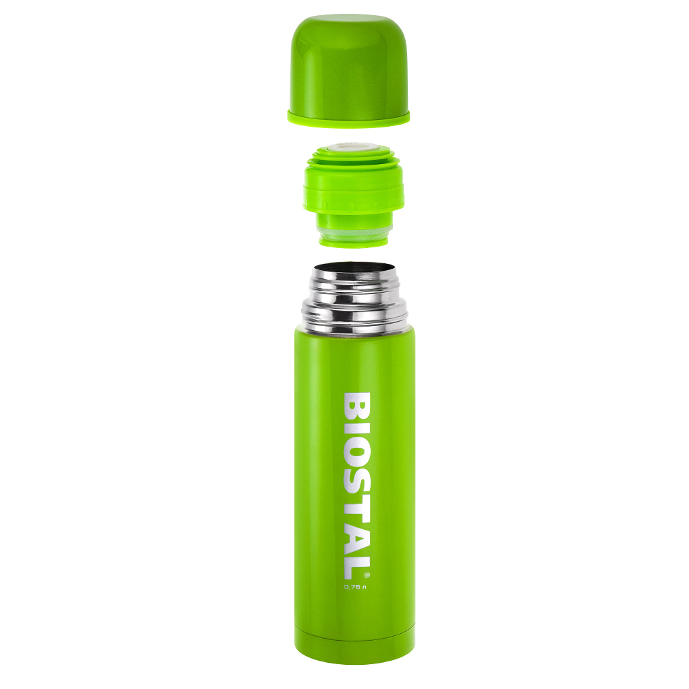 Термос BIOSTAL у/г с кноп.цветной зеленый 0.75л (NB750C-G)