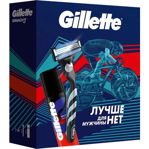 Подарочный набор GILLETTE MACH3 Бритва с 1 сменной кассетой+GILLETTE Пена для бритья Классическая 50мл