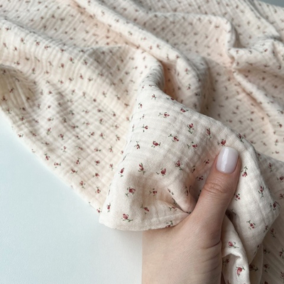 Муслин Мелкие розочки на крем-брюле