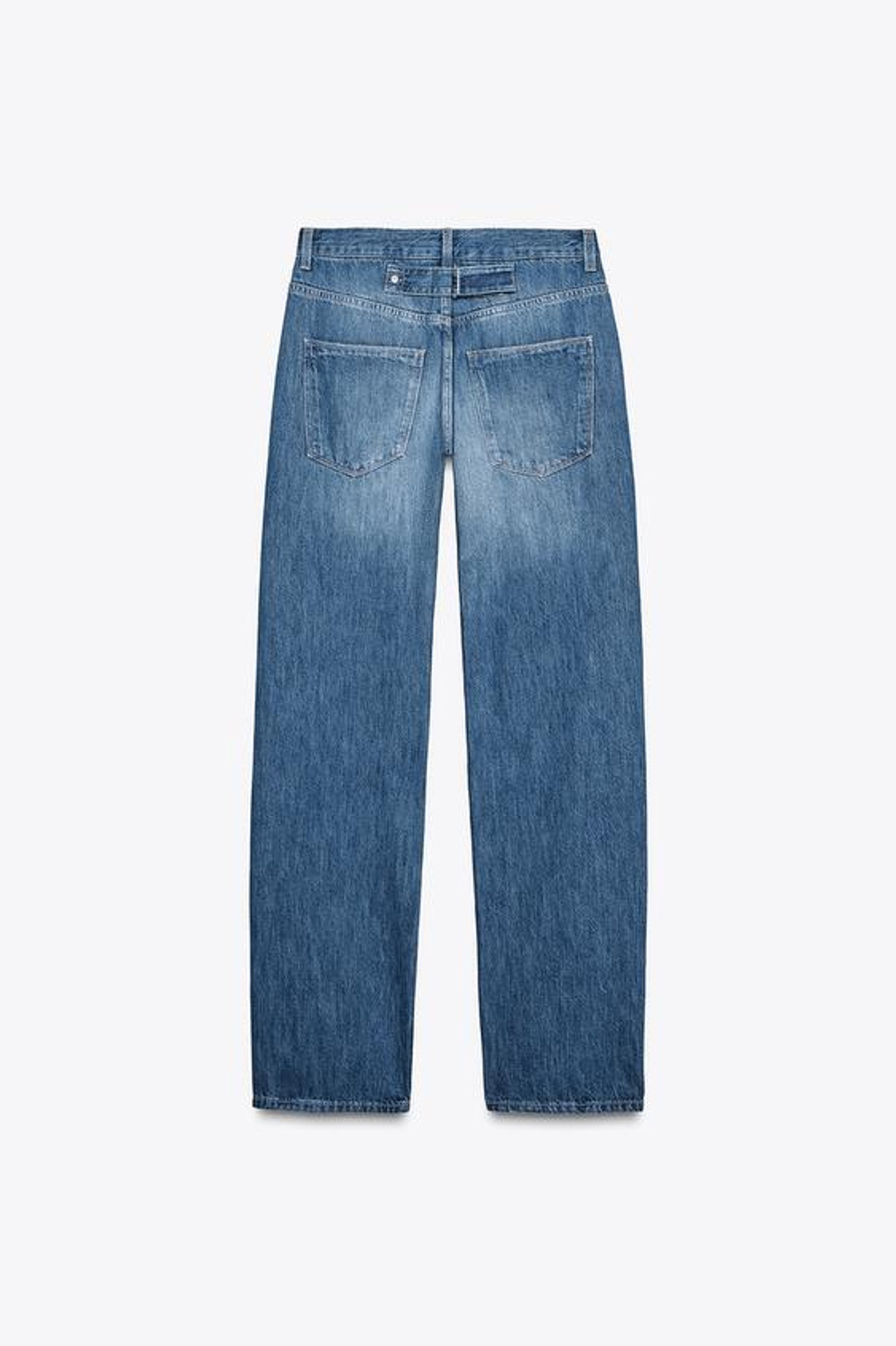 ZARA ДЖИНСЫ TRF BAGGY С ПРЯМЫМИ ШТАНИНАМИ И СРЕДНЕЙ ПОСАДКОЙ, МОРСКОЙ СИНИЙ