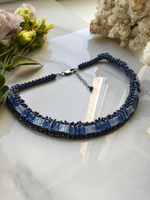 Чокер/стойка ручной работы из бисера и камня Кианит