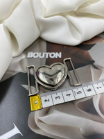 Пряжка застежка металлическая серебристая в форме сердца