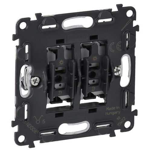 Выключатель двухклавишный безвинтовые зажимы 10а Legrand Life/Allure механизм 752005