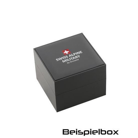С ремешком Мужские наручные часы с синим кожаным ремешком Swiss Alpine Military 7022.1535 mens 42mm 10ATM
