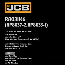 Набор пневматических инструментов: пистолет с манометром, шланг JCB JCB-R8031K6 (RP8037-2, RP8033-1)