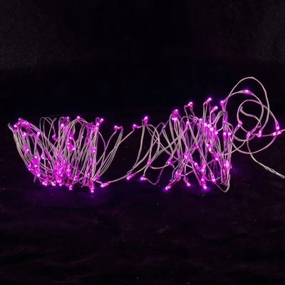 Электрогирлянда проволока розовый, не мигает 100л, 10 м