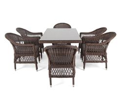 "Амароне" обеденная группа из искусственного ротанга на 6 персон, цвет коричневый