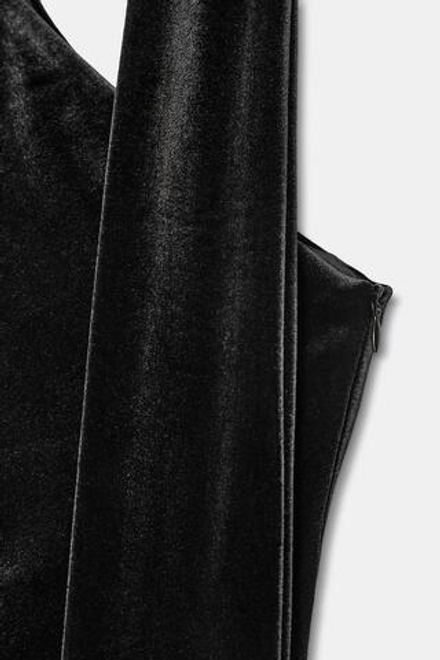 ZARA КОРОТКОЕ БАРХАТНОЕ ПЛАТЬЕ С ШАРФОМ, ЧЕРНЫЙ