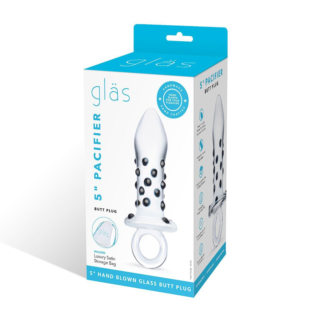 Анальная пробка Glas Pacifier, стекло, пупырышки, 8,3 см
