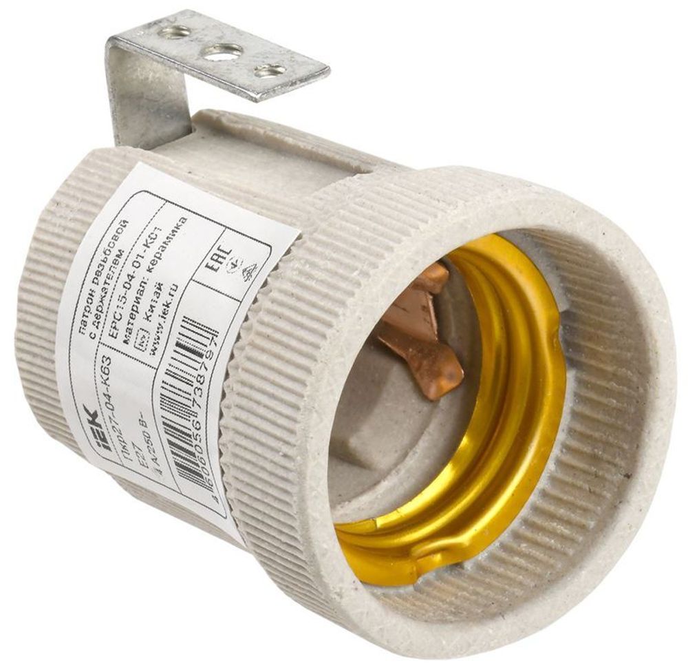 Патрон электрич. E27 с держателем керамика IEK EPC15-04-01-K01 Патрон электрич. E27 с держателем керамика IEK EPC15-04-01-K01