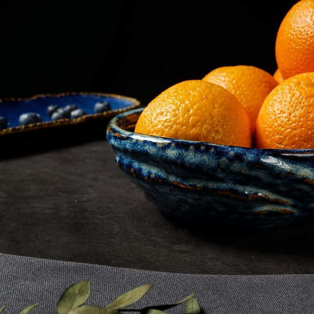 Блюдо овальное 35*20,5 см h6 см 2 л Aqua Blue Style Buffet P.L. [1]