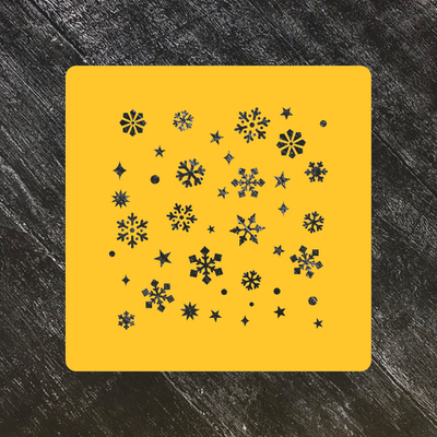 Трафарет новогодний №55 Снежинки и сияние