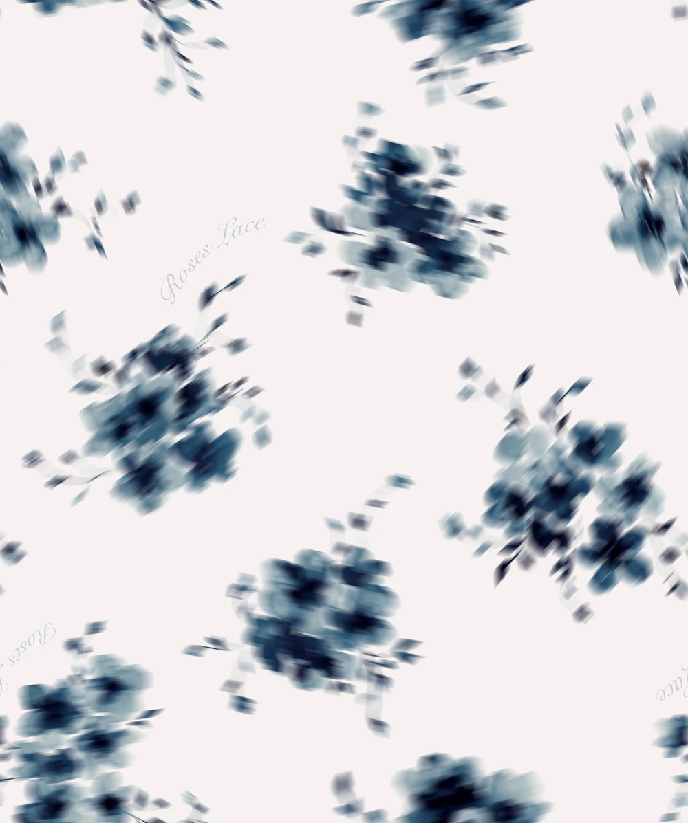 МЕЙСИ мини ( Macy mini), платье из крепдешина молочный с средним синим принтом и розой