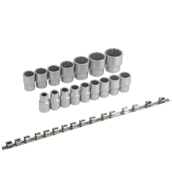Набор головок 16пр.1/2''(12гр.)(10-19,21,22,24,27,30,32мм) на планке Forsage F-4161-9