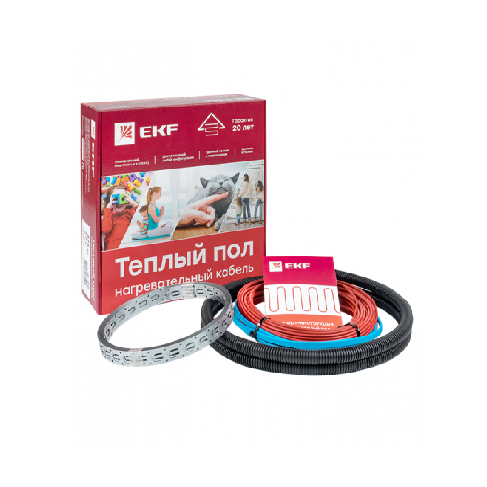 EKF PROxima Кабельный теплый пол (нагр. секция) S=1.0м2 150Вт 10 м (гофр.тр.,шнур 2м) 20лет nk-150