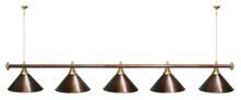 Лампа STARTBILLIARDS 5 пл. (плафоны зеленые матовые,штанга зеленая,фурнитура золото)