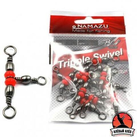 Вертлюг тройной Namazu TRIPPLE SWIVEL, латунь, цв. BN, р. 10 х 12, test-12 кг (уп.10 шт)