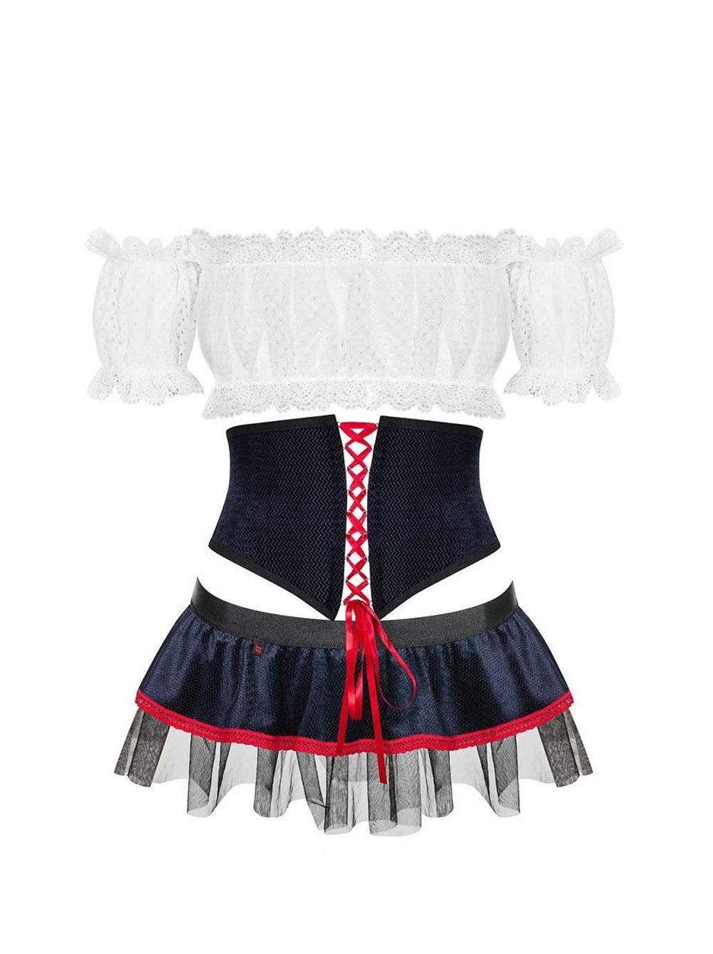 Соблазнительный костюм славянки Slaviana (Размер: L-XL) (Цвет: белый с синим)