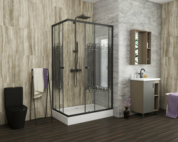 Душевой уголок Niagara Eco 100х80 NG-018-14Q BLACK профиль Черный стекло прозрачное с рисунком