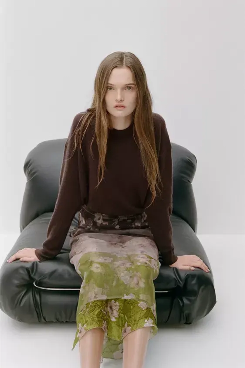 ZARA ОДНОТОННЫЙ СВИТЕР ИЗ 100% КАШЕМИРА, ШОКОЛАДНЫЙ