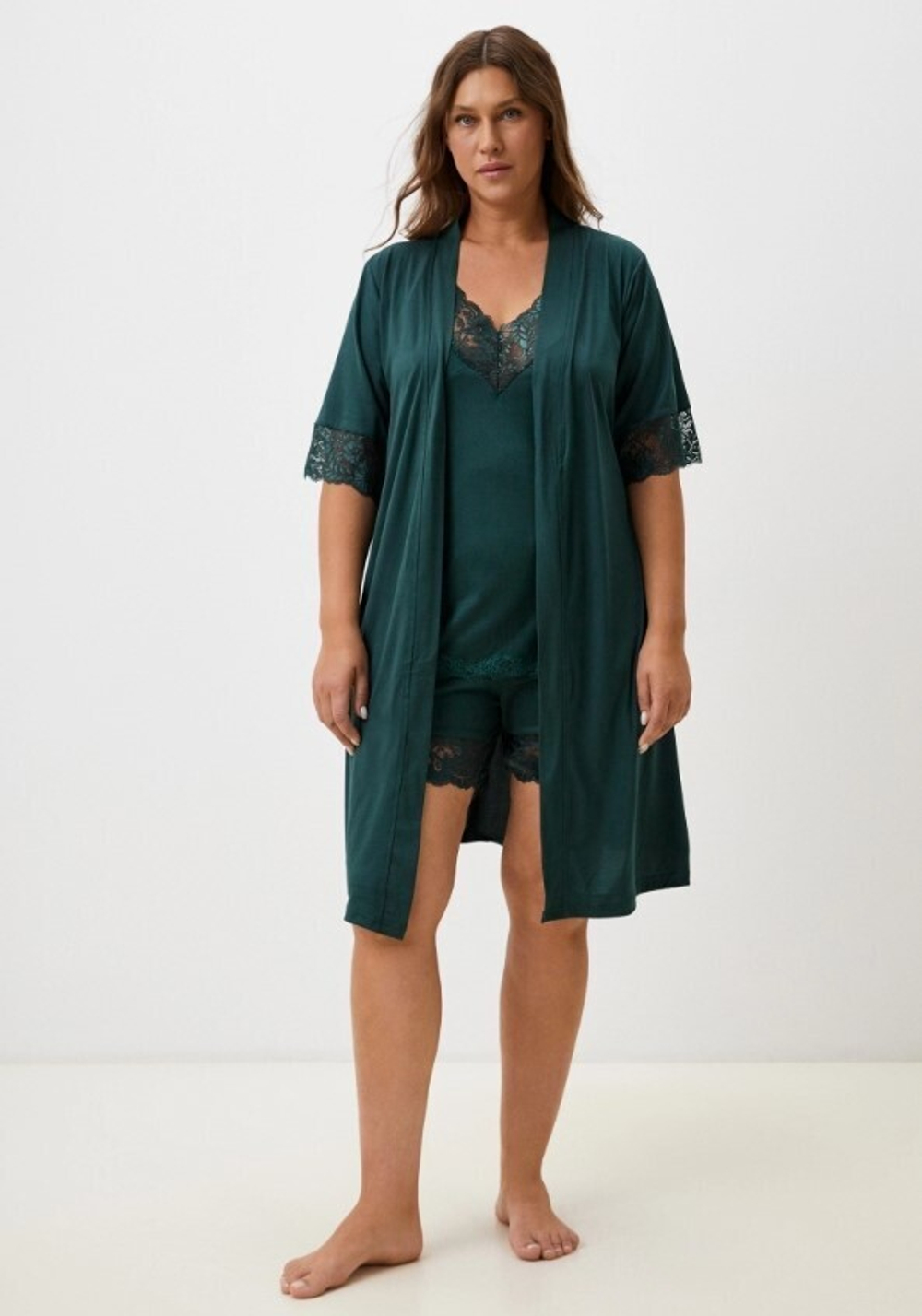 Пеньюар 3-ка халат,шорты+майка В2702