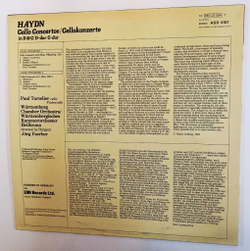 Винтажная виниловая пластинка LP Paul Tortelier Joseph Haydn Гайдн Jorg Faerber Cello Concertos Cellokonzerte (Geramyn 1982)