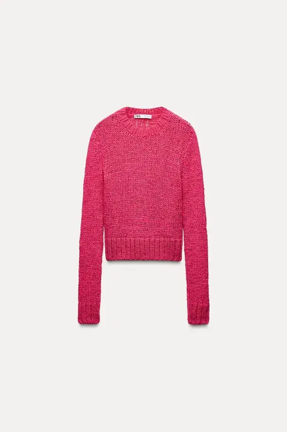 ZARA СВИТЕР В СТИЛЕ РУСТИК, ЦВЕТ ФУКСИИ