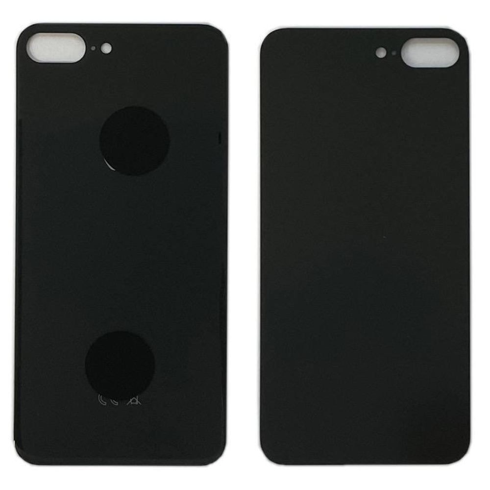 Задняя крышка для Apple iPhone 8 Plus Черный (стекло, широкий вырез под камеру, логотип) - Премиум