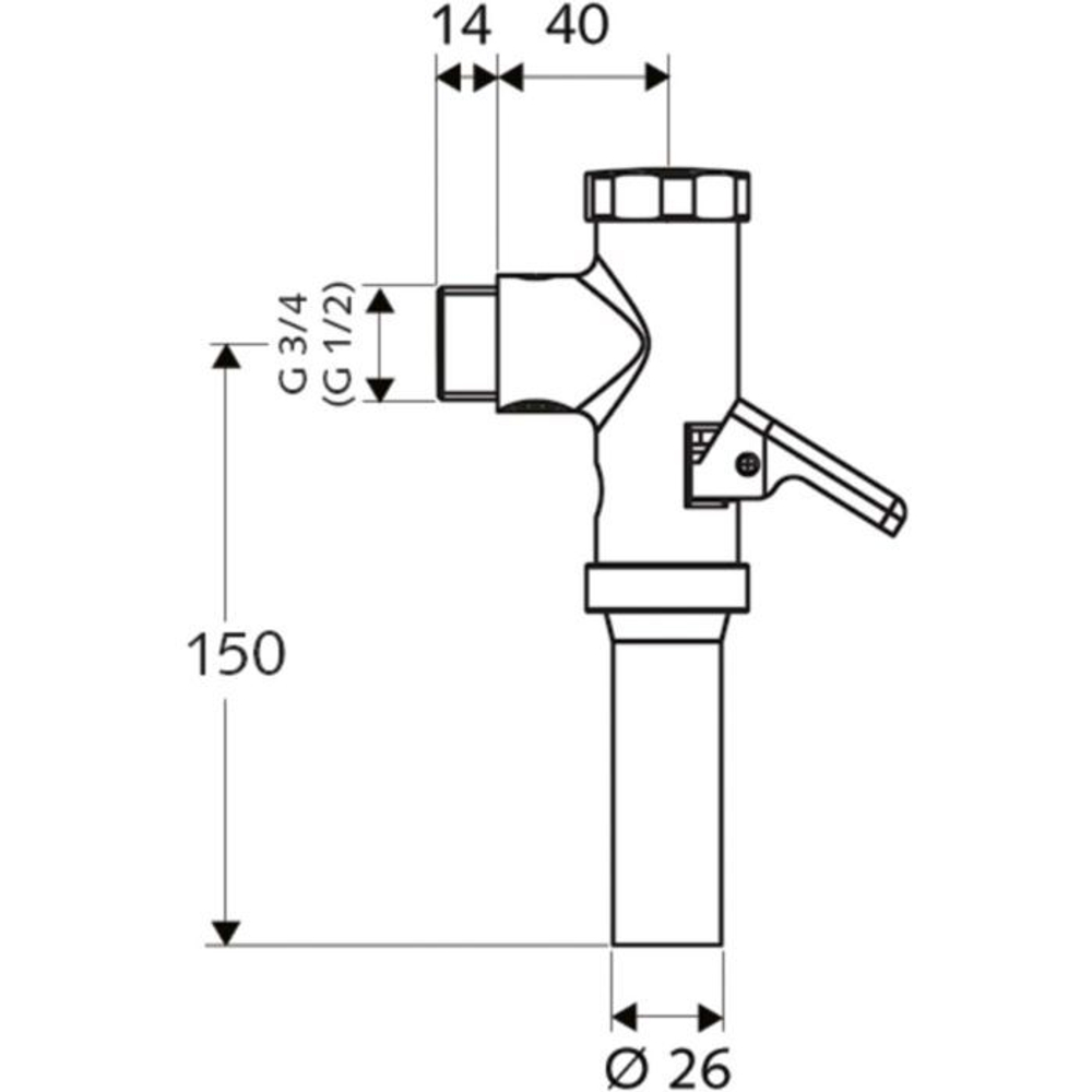 Cливной клапан, Смеситель для унитаза, Schell 022160699 ОМАТ с рычагом, 1/2", хромированный, Германия