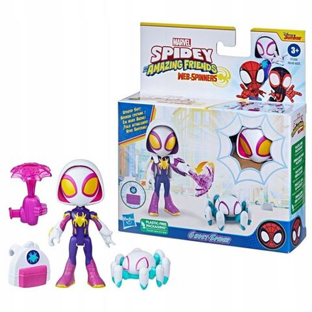 Фигурки Hasbro Spidey Amazing Friends - Фигурка супергероя Призрака-паука + бластер с крутящейся паутиной F7258