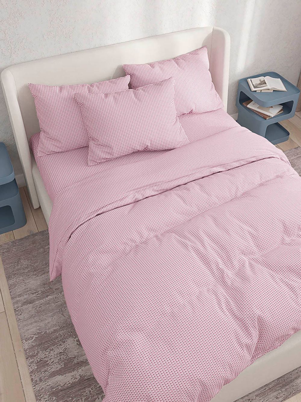 Пододеяльник Сказка "Вязание розовое" евро на молнии 200х215 см, перкаль