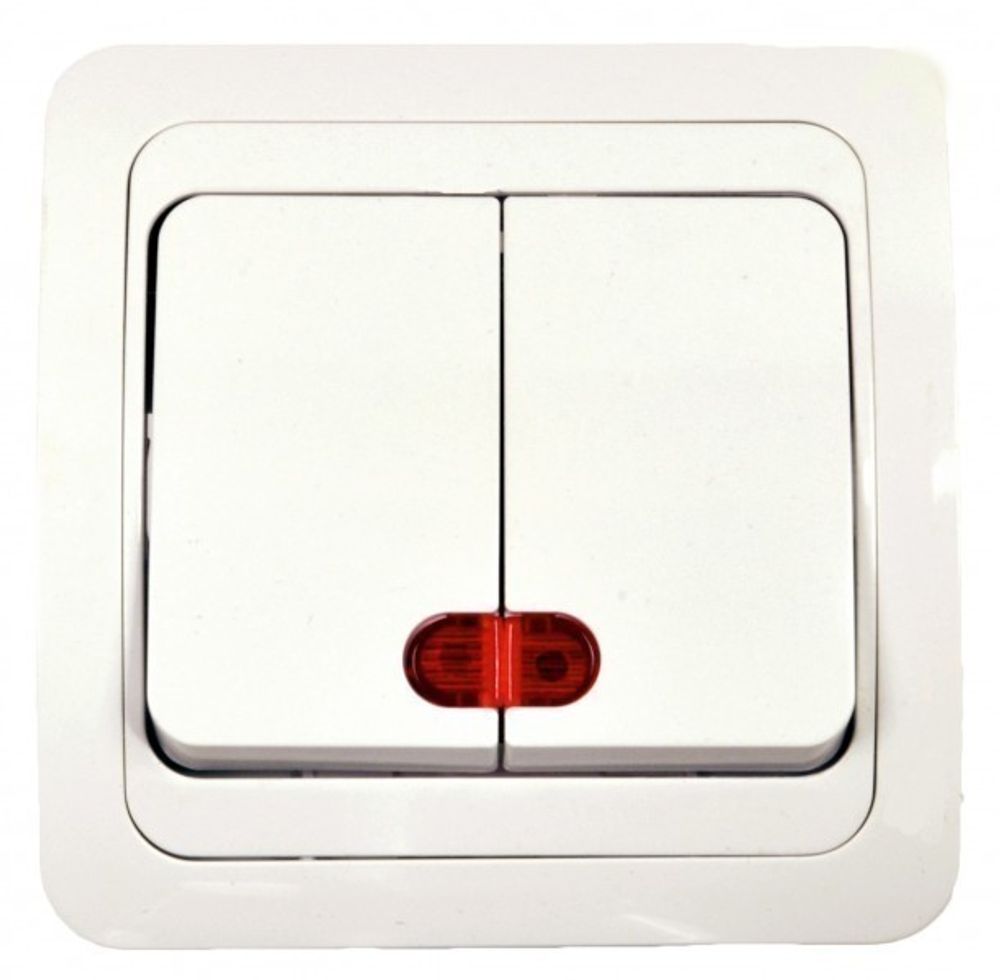 Выключатель MAKEL Мимоза 2-кл с подсв. бел. с/п 10А 250В