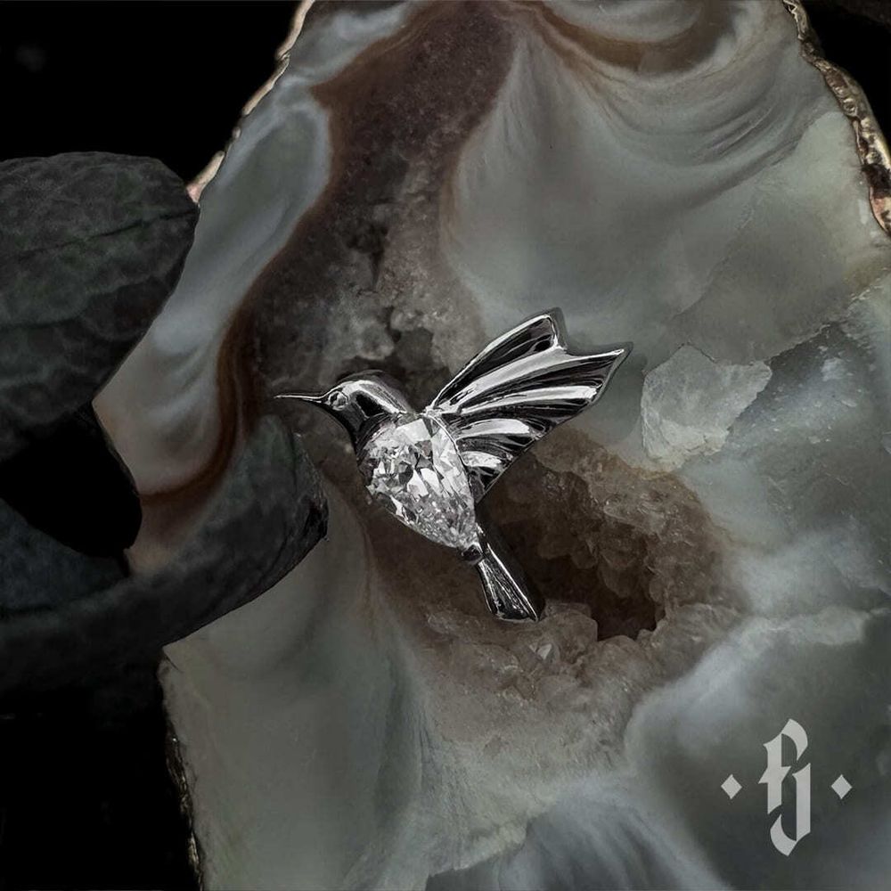 Накрутка "Colibri" - Белое золото - White CZ