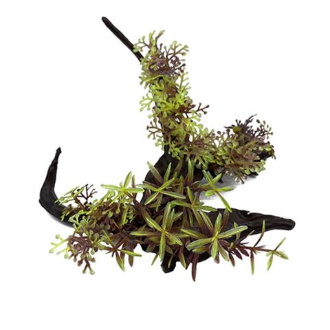 Искусственный декор для аквариума Коряга с растениями, 14х14х10 см