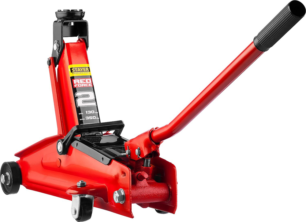 STAYER R-28 2т 130-350мм подкатной домкрат для легковых а/м в кейсе, RED FORCE