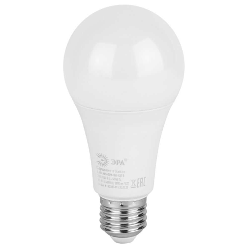 Лампа светодиодная ЭРА RED LINE LED A65-25W-865-E27 R 25Вт груша холодный дневной свет Е27 | Лампы cветодиодные Груша (A)