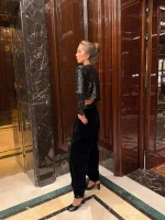 Укороченный жакет в пайетку, Черный