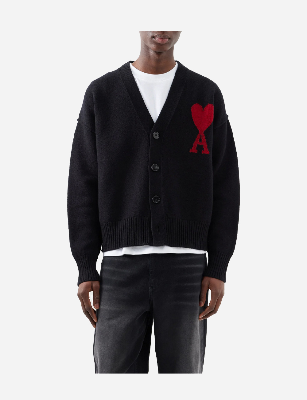 AMI PARIS Wool Cardigan Black