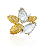 Брошь Мята с Зеленым Кварцем